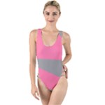 Pink and gray Saw High Leg Strappy Swimsuit