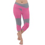Pink and gray Saw Lightweight Velour Capri Yoga Leggings