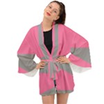 Pink and gray Saw Long Sleeve Kimono