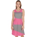 Pink and gray Saw Knee Length Skater Dress With Pockets