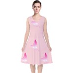 Pink Fairies V-Neck Midi Sleeveless Dress 