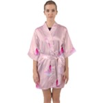 Pink Fairies Half Sleeve Satin Kimono 