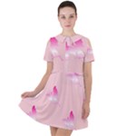 Pink Fairies Short Sleeve Shoulder Cut Out Dress 