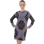 Black Petals Long Sleeve Hoodie Dress