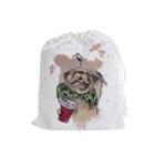 Pug Lover Coffee Drawstring Pouch (Large)