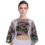 Pug Lover Coffee Tie Back Butterfly Sleeve Chiffon Top