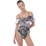 Pug Lover Coffee Frill Detail One Piece Swimsuit