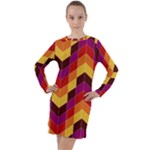 Geometric  Long Sleeve Hoodie Dress