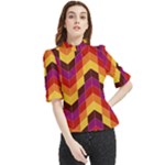 Geometric  Frill Neck Blouse