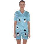 Diploma Pattern Satin Short Sleeve Pyjamas Set