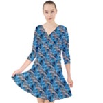 Abstract Illusion Quarter Sleeve Front Wrap Dress
