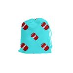 Soda Cans on blue Drawstring Pouch (Small)