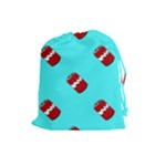 Soda Cans on blue Drawstring Pouch (Large)