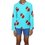 Soda Cans on blue Kids  Long Sleeve Swimwear