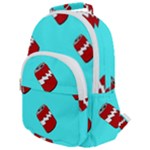 Soda Cans on blue Rounded Multi Pocket Backpack