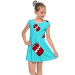 Soda Cans on blue Kids  Cap Sleeve Dress