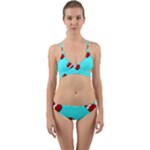 Soda Cans on blue Wrap Around Bikini Set