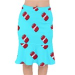 Soda Cans on blue Short Mermaid Skirt