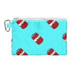 Soda Cans on blue Canvas Cosmetic Bag (Large)