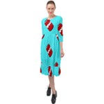 Soda Cans on blue Ruffle End Midi Chiffon Dress