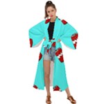 Soda Cans on blue Maxi Kimono