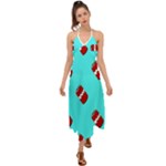 Soda Cans on blue Halter Tie Back Dress 