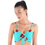 Soda Cans on blue Woven Tie Front Bralet