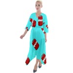 Soda Cans on blue Quarter Sleeve Wrap Front Maxi Dress