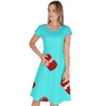 Soda Cans on blue Classic Short Sleeve Dress