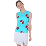 Soda Cans on blue Women s Sleeveless Sports Top