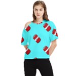 Soda Cans on blue One Shoulder Cut Out Tee