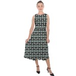 Skull Pattern Midi Tie-Back Chiffon Dress