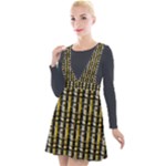Digital Illusion Plunge Pinafore Velour Dress