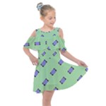 Mobile Phone Kids  Shoulder Cutout Chiffon Dress