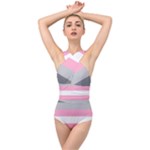 Demigirl Pride Flag LGBTQ Cross Front Low Back Swimsuit