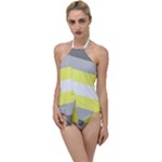 Deminonbinary Pride Flag LGBTQ Go with the Flow One Piece Swimsuit