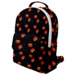 Kawaii Pumpkin Black Flap Pocket Backpack (Small)