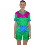 Polysexual Pride Flag LGBTQ Satin Short Sleeve Pyjamas Set