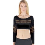 Luxury Ornate Minimal Style Dark Print Long Sleeve Crop Top