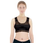 Luxury Ornate Minimal Style Dark Print Sports Bra With Pocket