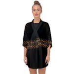 Luxury Ornate Minimal Style Dark Print Half Sleeve Chiffon Kimono