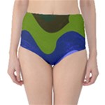 Watercolor Wavy Classic High-Waist Bikini Bottoms