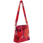 Red Paint Zipper Messenger Bag