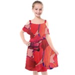 Red Paint Kids  Cut Out Shoulders Chiffon Dress