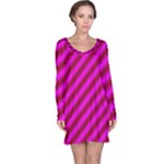 Pink Diagonal Lines Long Sleeve Nightdress