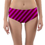 Pink Diagonal Lines Reversible Mid-Waist Bikini Bottoms