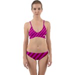 Pink Diagonal Lines Wrap Around Bikini Set