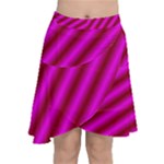 Pink Diagonal Lines Chiffon Wrap Front Skirt