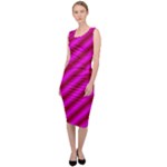 Pink Diagonal Lines Sleeveless Pencil Dress