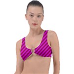 Pink Diagonal Lines Ring Detail Bikini Top